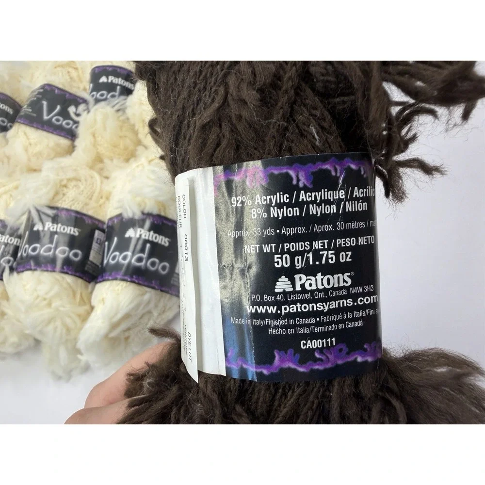 Patons Voodoo Yarn Lot Of 12 - 11 Fleece 1 Earth Acrylic Nylon‎ Blend 50g Each